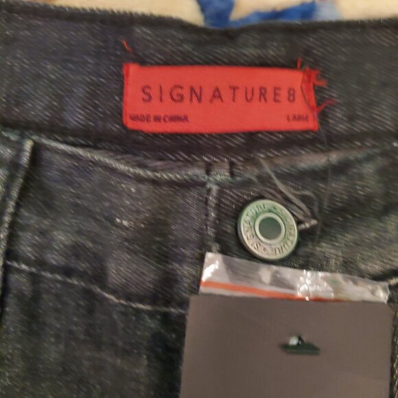 Signature 8 Anthropologie Denim Shorts Distressed Cut-off Shorts Black Sz L NEW - Picture 4 of 5